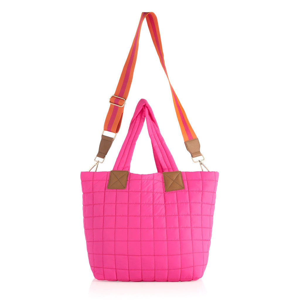 Shiraleah Ezra Quilted Nylon Tote - Magenta