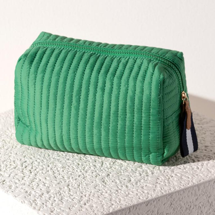 Shiraleah Ezra Quilted Nylon Large Boxy Cosmetic Pouch - Green