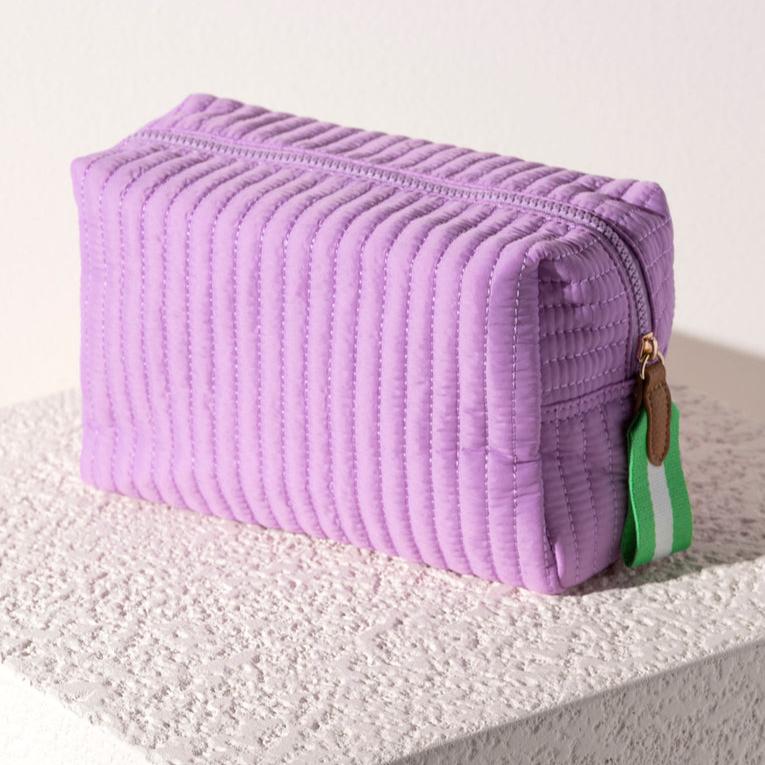 Shiraleah Ezra Quilted Nylon Large Boxy Cosmetic Pouch - Lilac