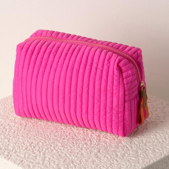 Shiraleah Ezra Quilted Nylon Large Boxy Cosmetic Pouch - Magenta