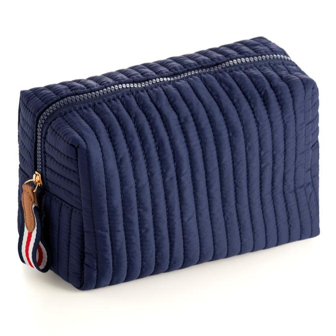 Shiraleah Ezra Quilted Nylon Large Boxy Cosmetic Pouch - Navy