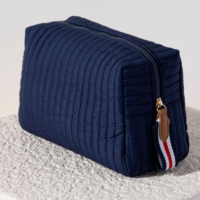 Shiraleah Ezra Quilted Nylon Large Boxy Cosmetic Pouch - Navy