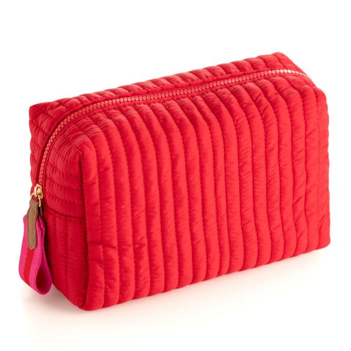 Shiraleah Ezra Quilted Nylon Large Boxy Cosmetic Pouch - Red