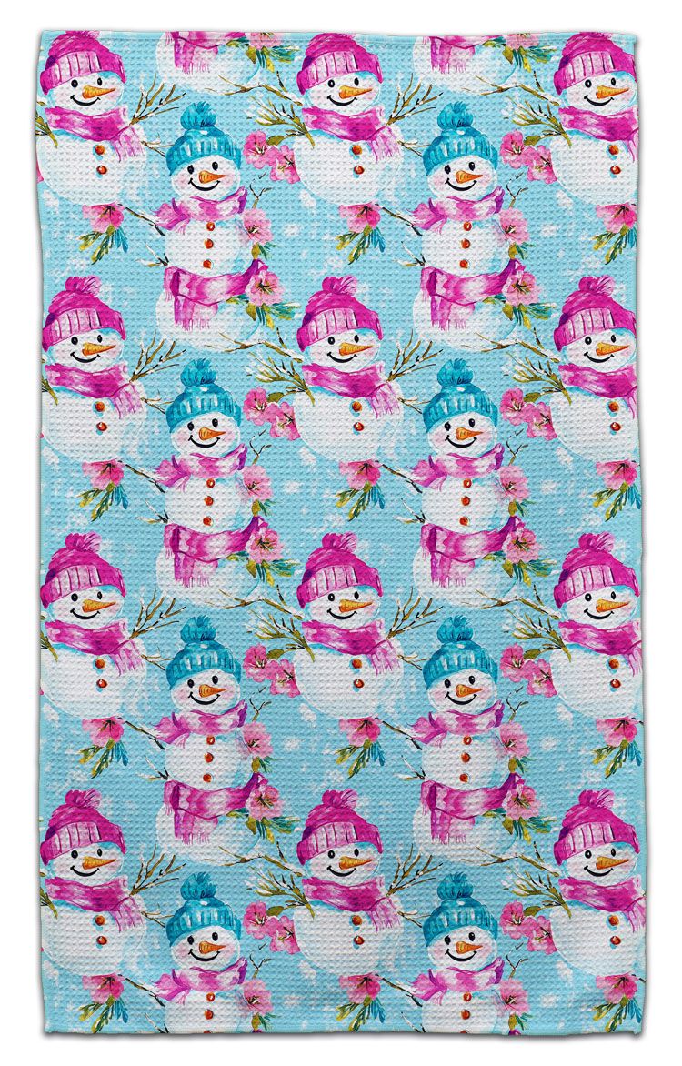 CJ Bella Co Eco-Friendly Towel - Snowmen w/Pink & Blue Hats