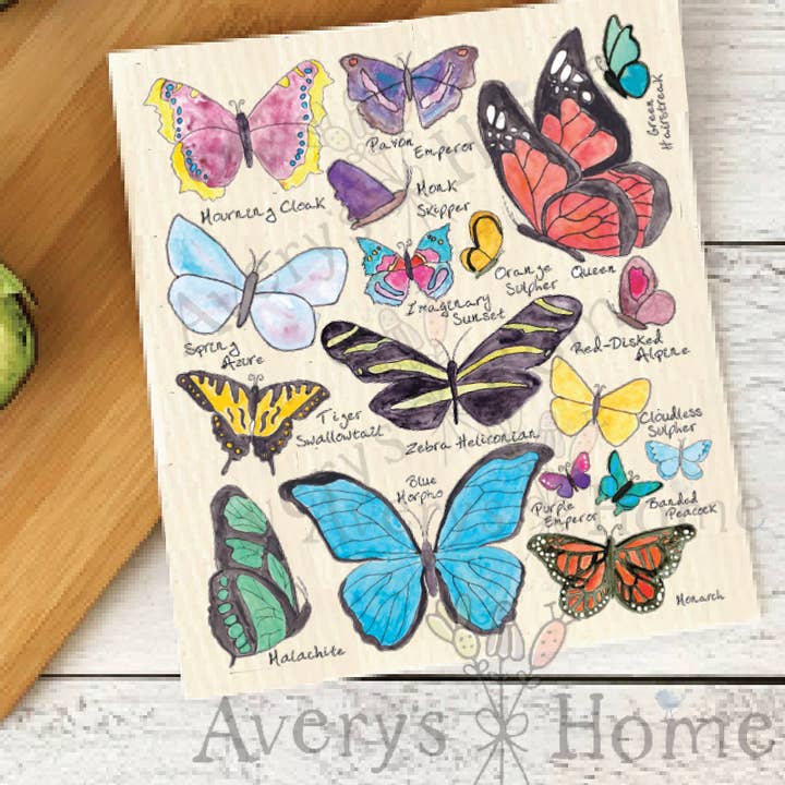 Avery's Home Butterfly Kinds Nature Organic Swedish Dishcloth