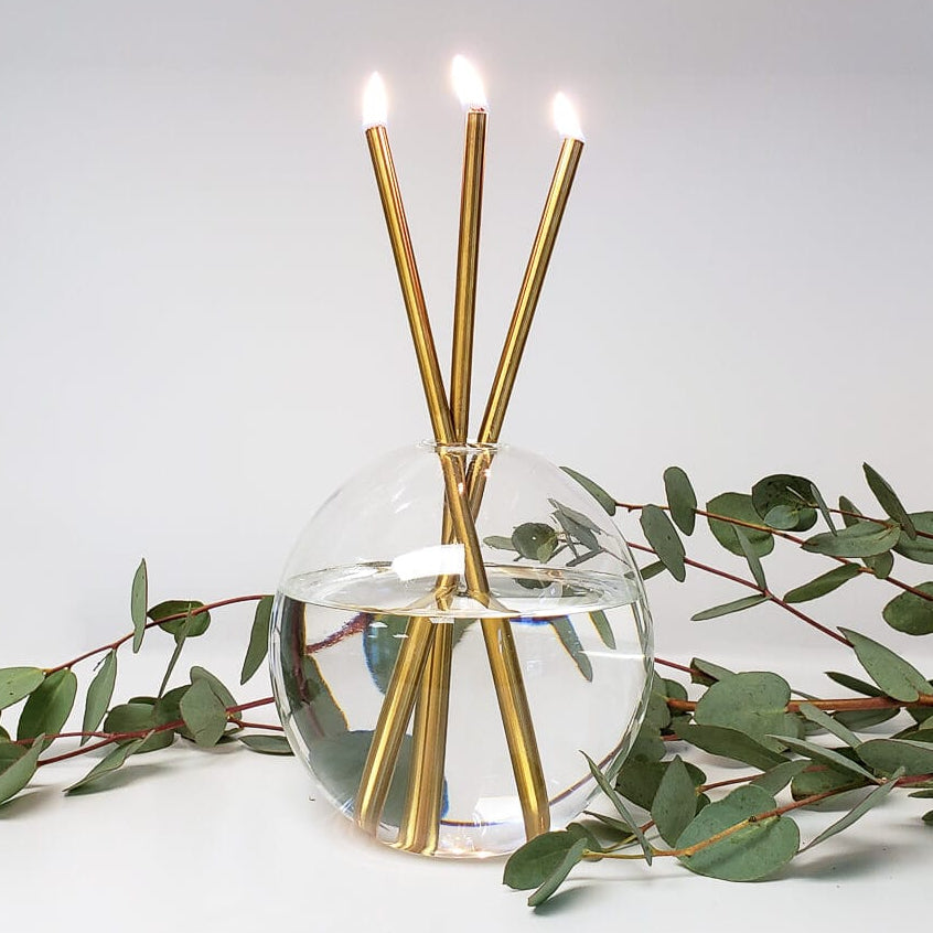 Everlasting Candle - Neva Vase w/Gold Candles & Oil