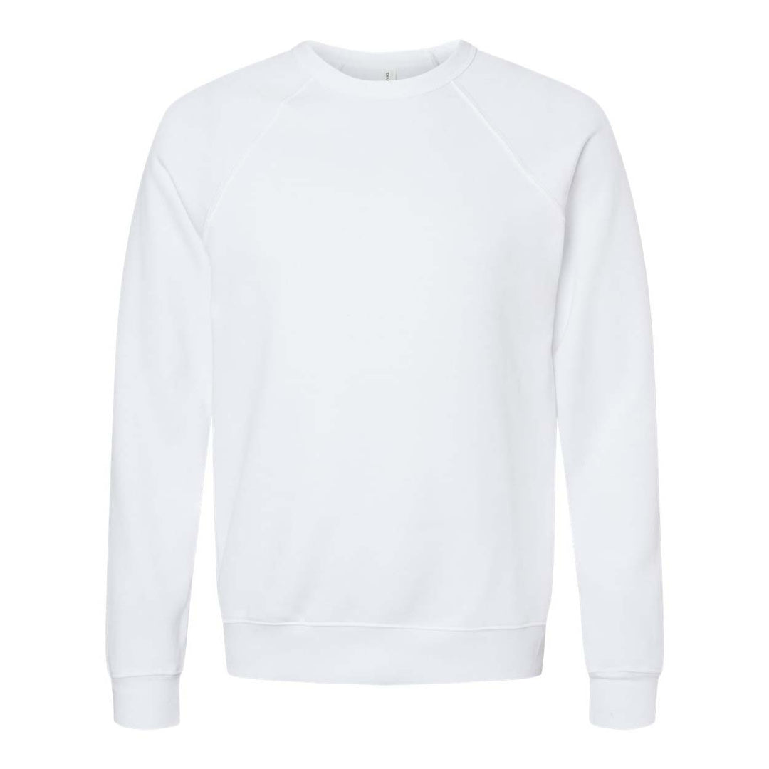 Bella + Canvas Sponge Fleece Raglan Crewneck Sweatshirt - White
