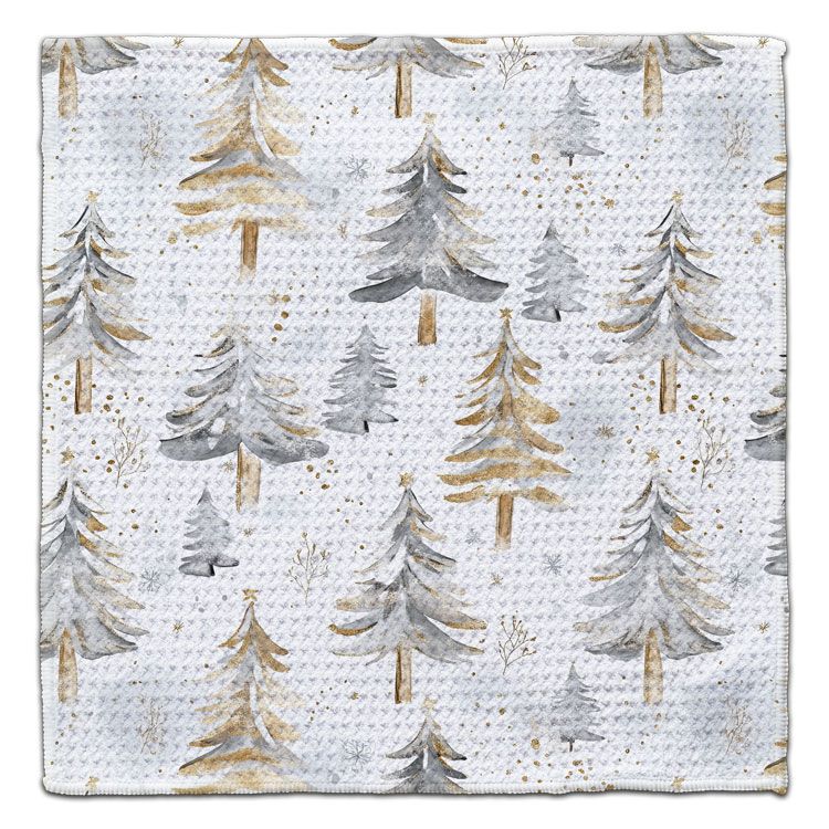 CJ Bella Co Eco-Friendly Washcloth - Trees Silver and Gold