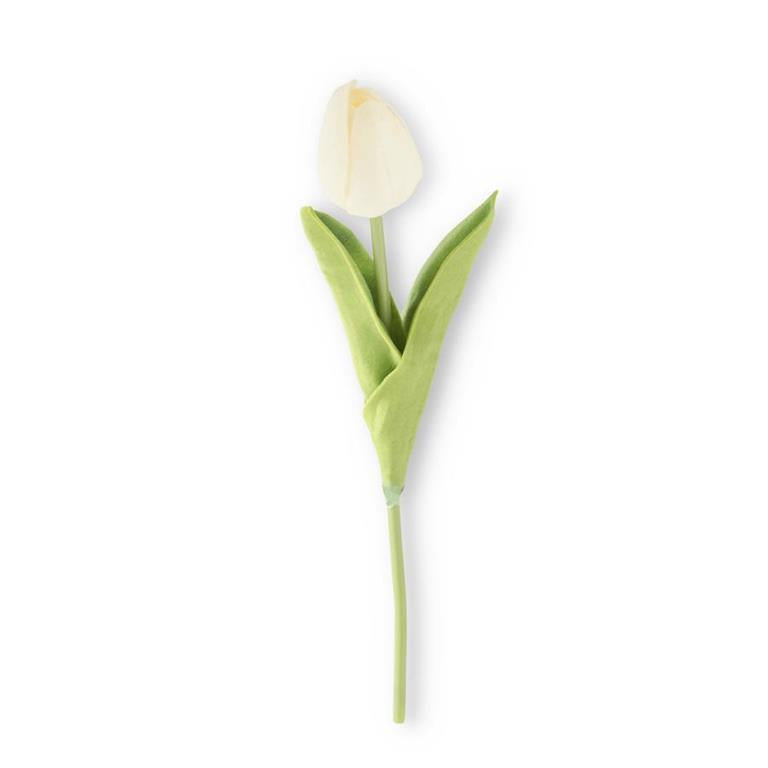 K & K Interiors Real Touch Mini Tulip Stem - White