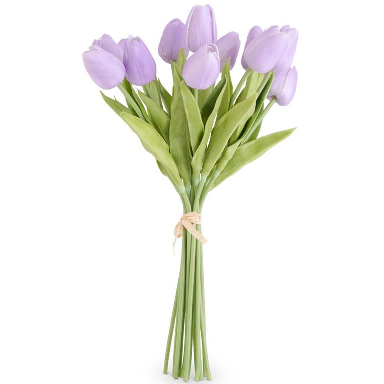 K & K Interiors Real Touch Mini Tulip Bundle  - Light Purple (12 Stems)