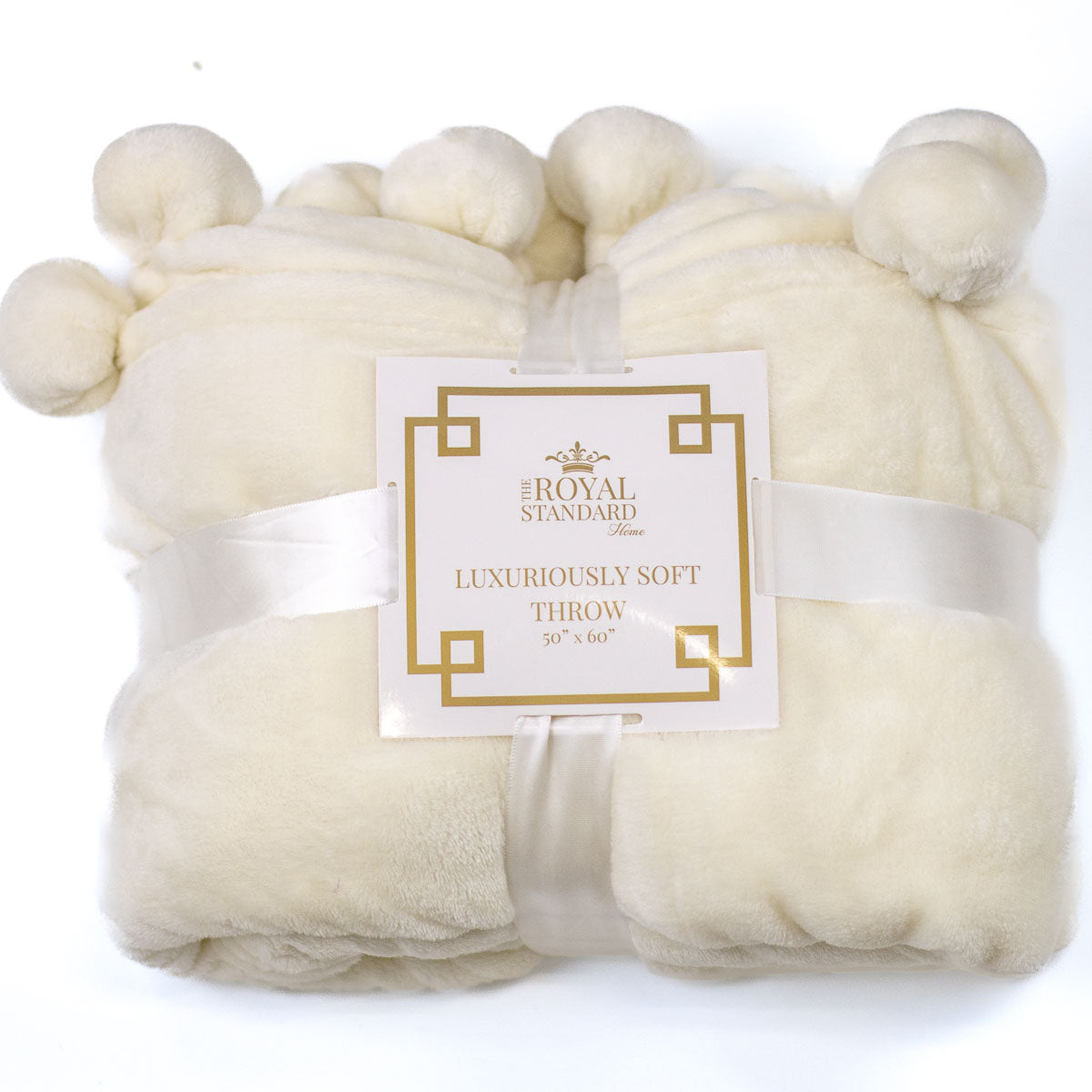 TRS Cozy Pom Pom Throw Soft White