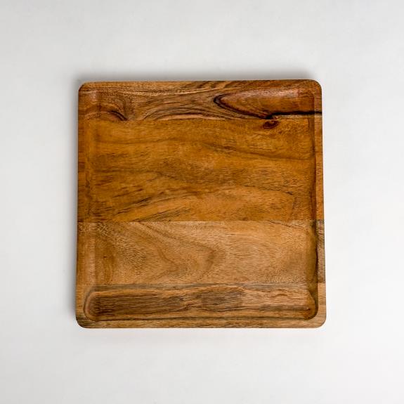 IHI Square Acacia Wood Tray - 10" x 10" x 1"