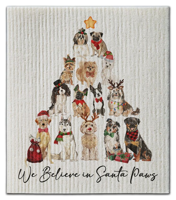CJ Bella Co Dishcloth - Believe in Santa Paws