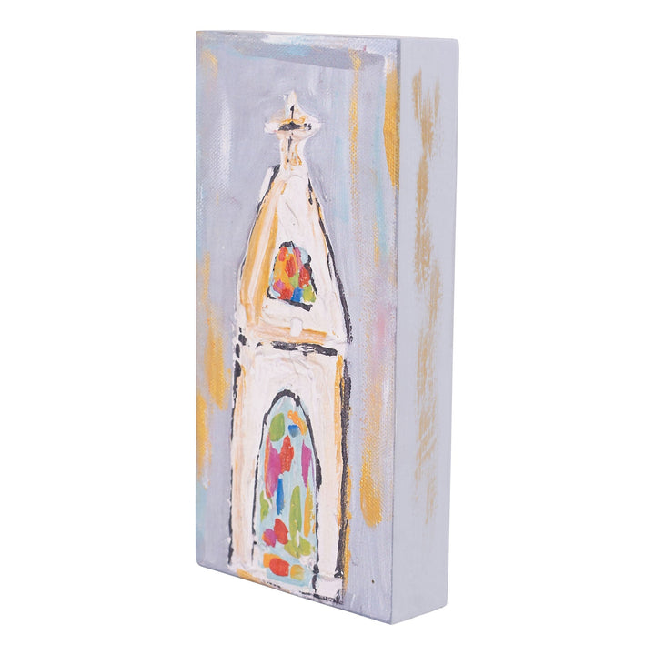 Glory Haus Stained Glass Window Church Wood Block