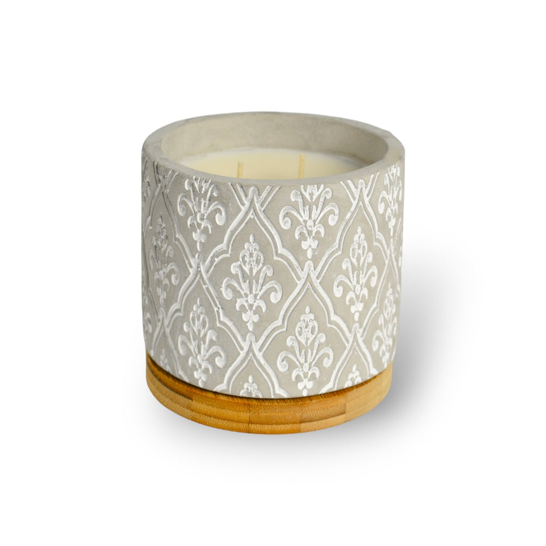 Bourbon Royalty 16 Ounce Damask Stone Candle - Evangeline