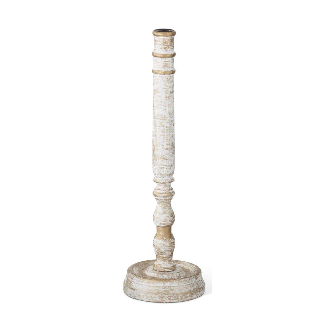 K & K Interiors Whitewashed Gold Wood Taper Candleholder - Large