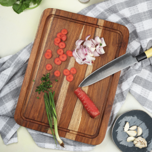 IHI Acacia Wood Rectangular Butcher Block w/Juice Groove