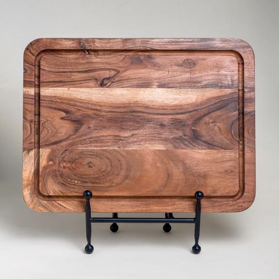 IHI Acacia Wood Rectangular Butcher Block w/Juice Groove