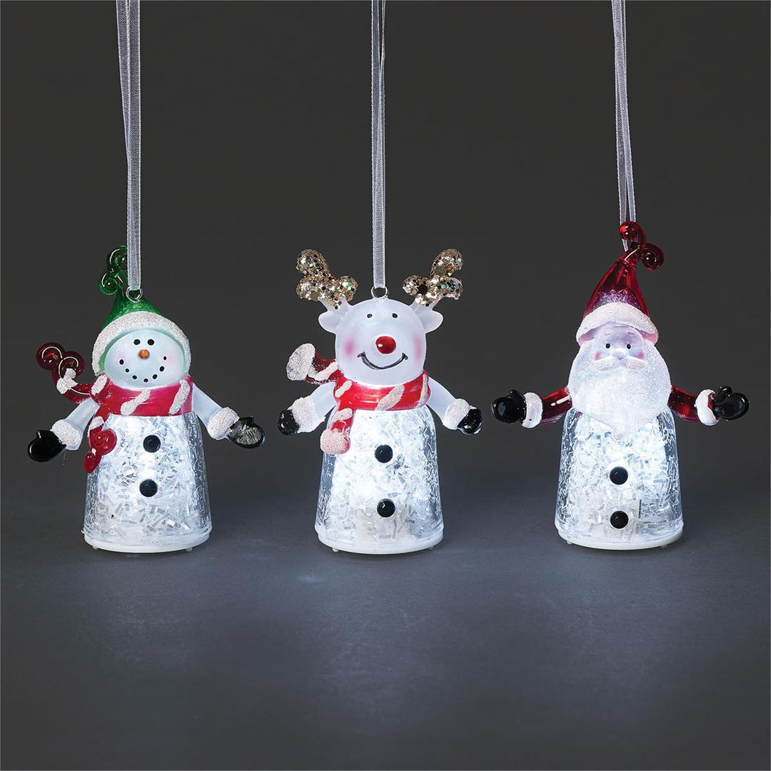 Roman Lighted Santa, Snowman, Deer Ornament
