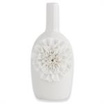 K & K Interiors White Ceramic Vase w/White Carnations - 12"