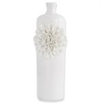 K & K Interiors White Ceramic Vase w/White Carnations - 14.25"