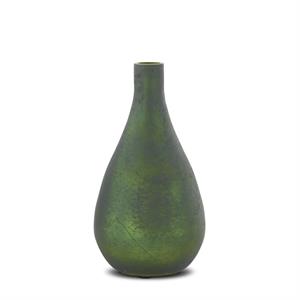 K & K Interiors Antique Green Matte Glass Bottle Vase - 11.25"