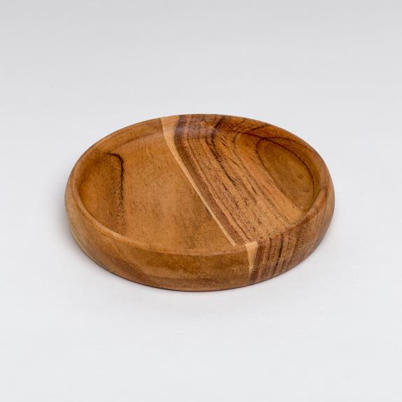 IHI Round Acacia Wood Serving Tray - 6" x 6" x 1"