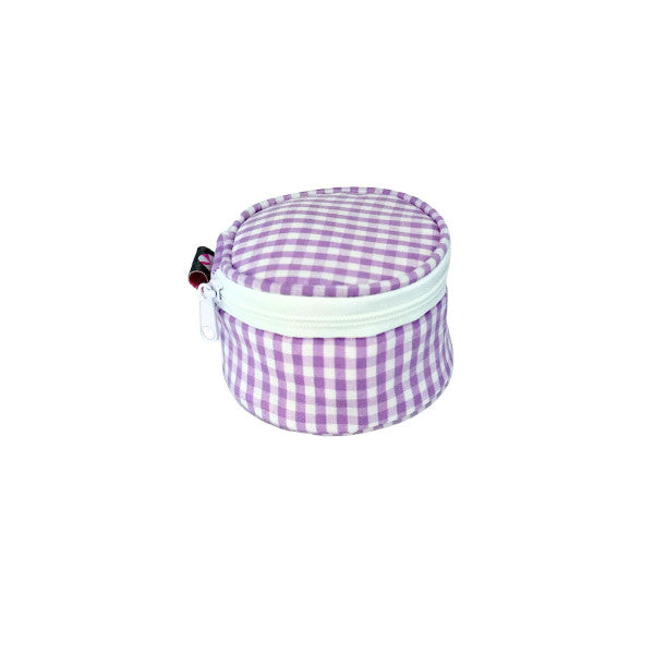 Mint 3" Mini Button - Lilac Gingham
