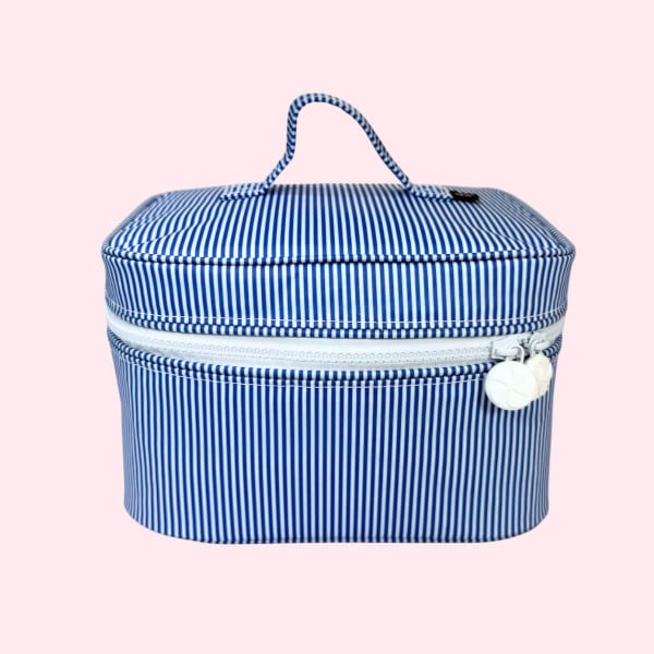 Mint Train Case - Navy Preppy Stripe