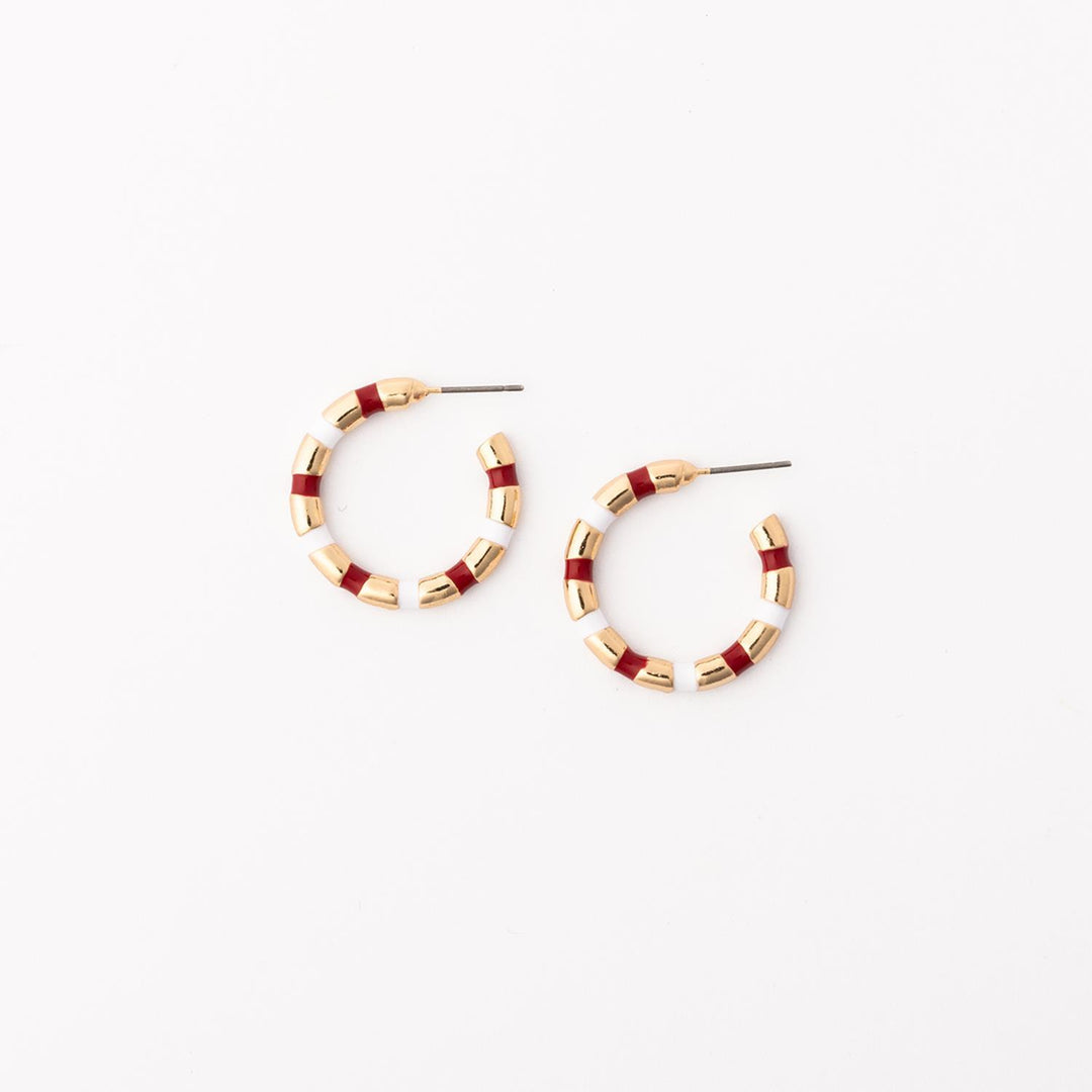Mary Square Nellie Earrings - Crimson & White