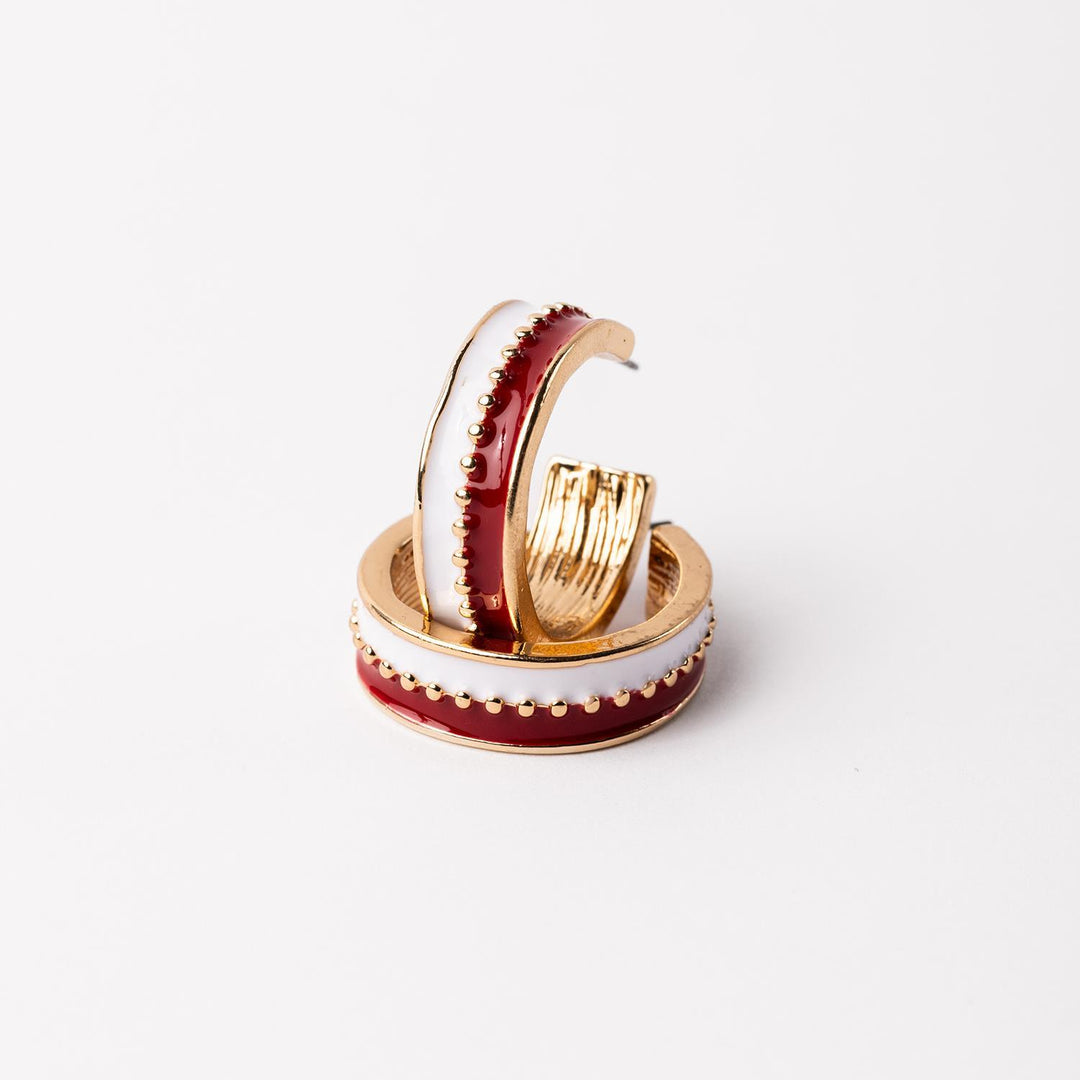 Mary Square Meaghan Earrings - Crimson & White