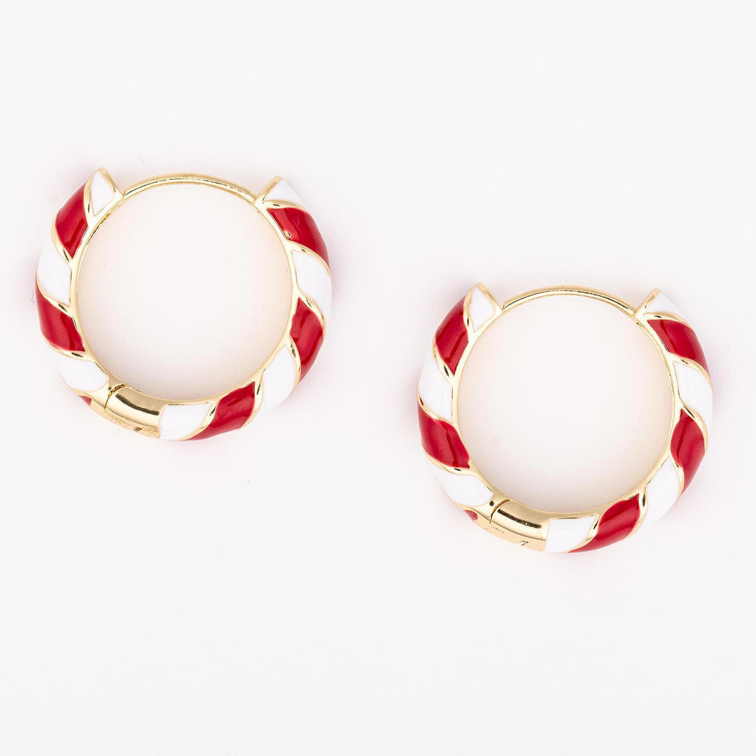 Mary Square Earrings - Paisley Crimson & White