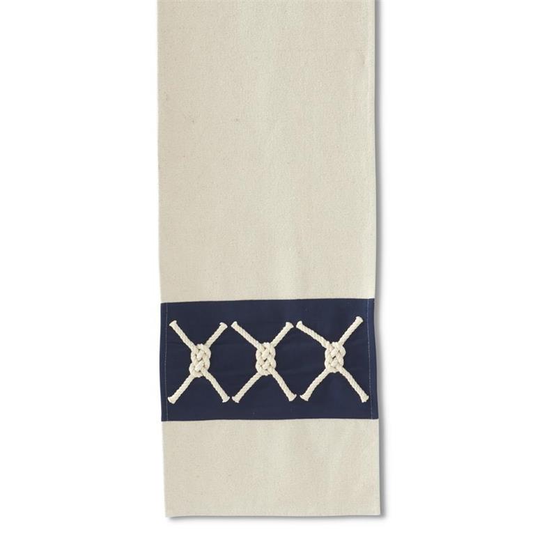 K & K Interiors Table Runner - Cotton Blue & White Nautical Knot