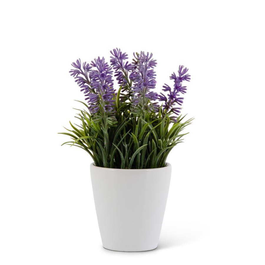K & K Interiors Purple Lavender in White Ceramic Pot