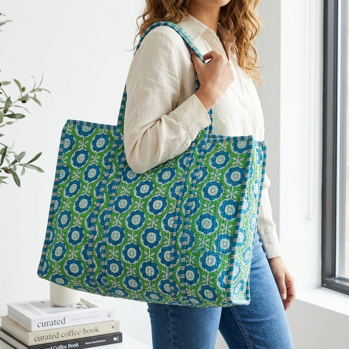 La Soul Floral Quilted Tote Bag - Pattern 13