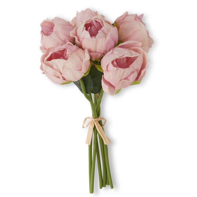 K & K Interiors Pink Real Touch Bundle - Peony (6 Stem)