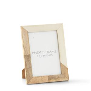 K & K Interiors Wood & Cream Resin Tile Photo Frame - 8.5"