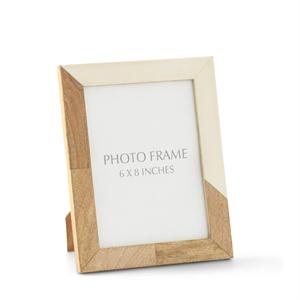 K & K Interiors Black Wood & Linen Photo Frame - 9.75"