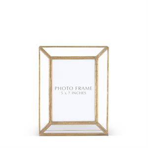 K & K Interiors Clear Glass Panes & Gold Metal Photo Frame - 9.5"