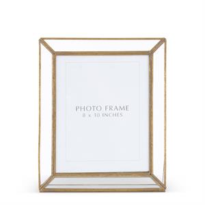 K & K Interiors Clear Glass Panes & Gold Metal Photo Frame - 12.5"