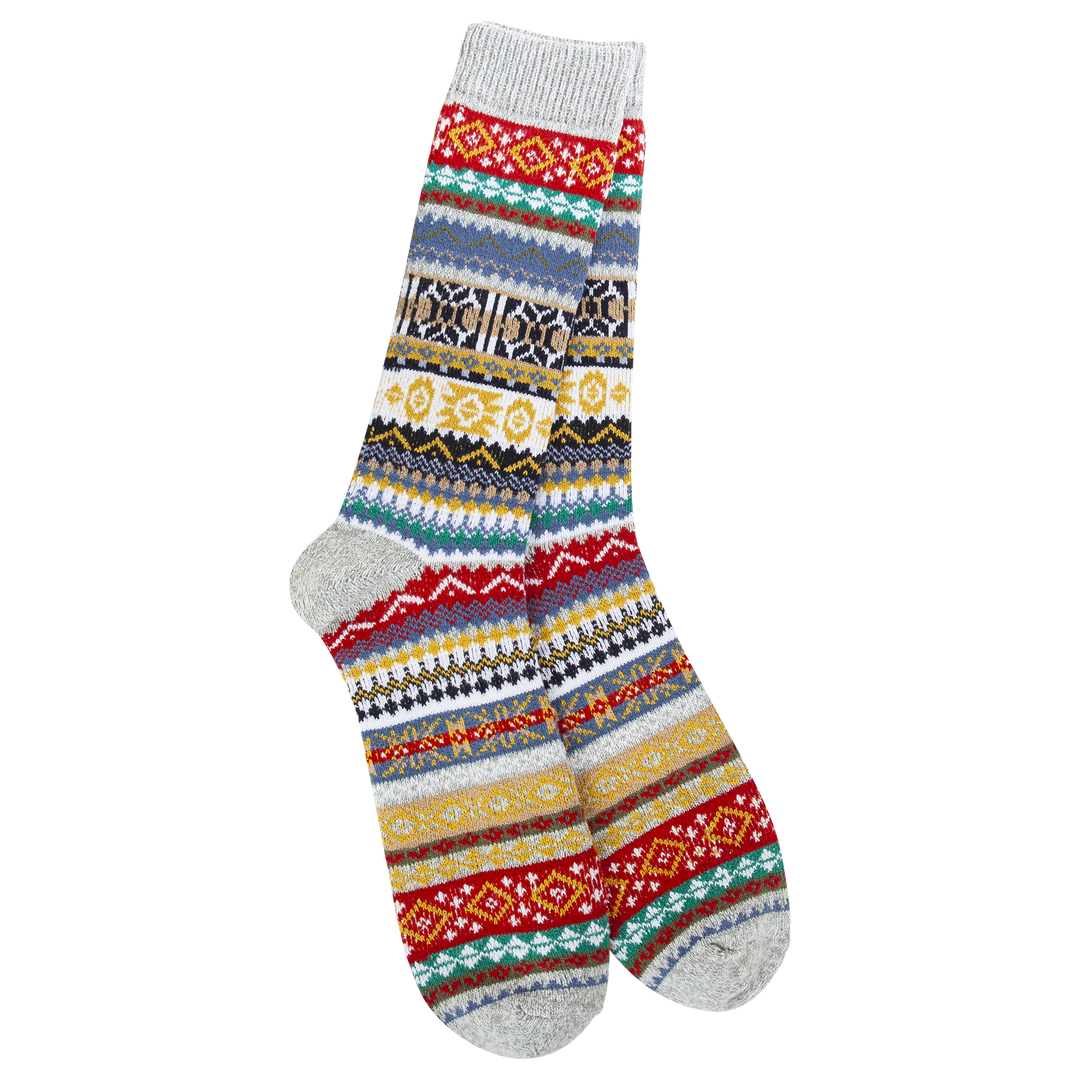 World's Softest Socks Holiday Men's Studio Crew - Heather Grey Multi