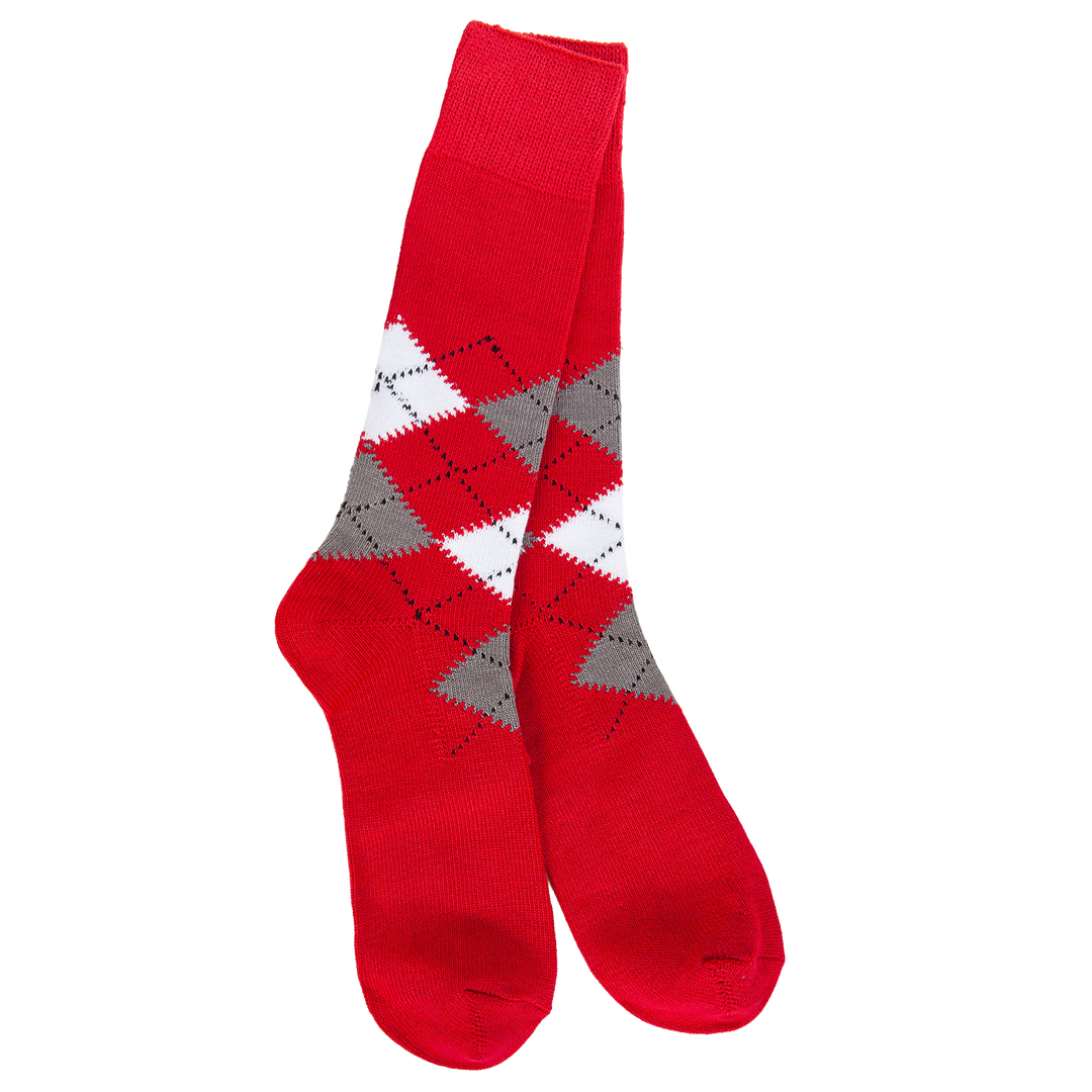 World's Softest Socks 1902 Metro Argyle Crew - Crimson
