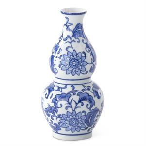 K & K Interiors Blue & White Ceramic Chinoiserie Bud Vase - 8"