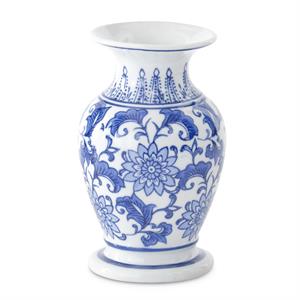 K & K Interiors Blue & White Ceramic Chinoiserie Bud Vase - 7.5"