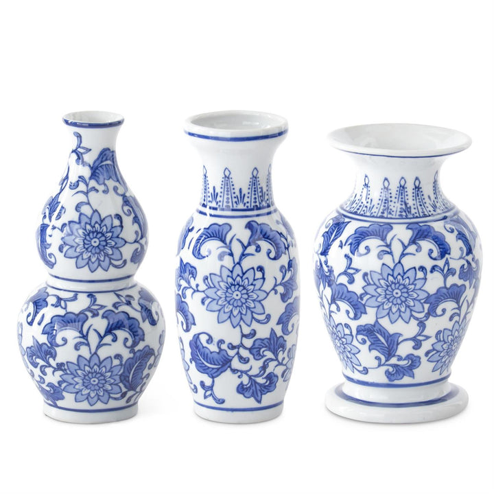 K & K Interiors Blue & White Ceramic Chinoiserie Bud Vase - 8"