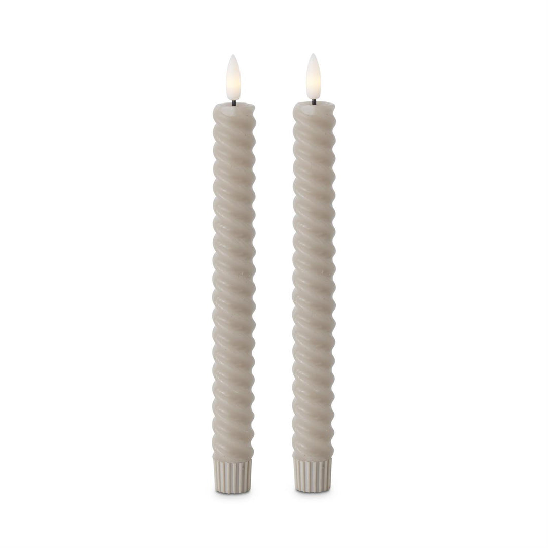 K & K Interiors Spiral LED Taper Candles - Set of 2 9.75"