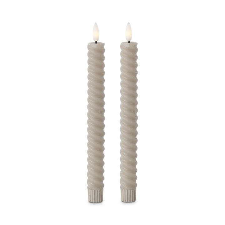 K & K Interiors Spiral LED Taper Candles - Set of 2 9.75"
