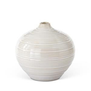 K & K Interiors Tan & White Striped Ceramic Bud Vase - 4.5"