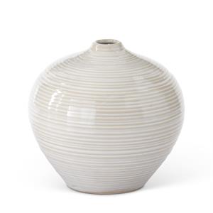 K & K Interiors Tan & White Striped Ceramic Bud Vase - 5"