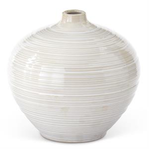 K & K Interiors Tan & White Striped Ceramic Bud Vase - 6.25"